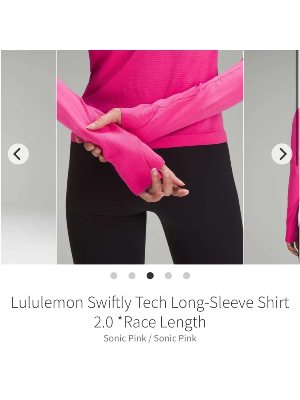 Lululemon Swiftly Tech Long Sleeve Shirt 2.0 *Race Length Sonic Pink Sz 4